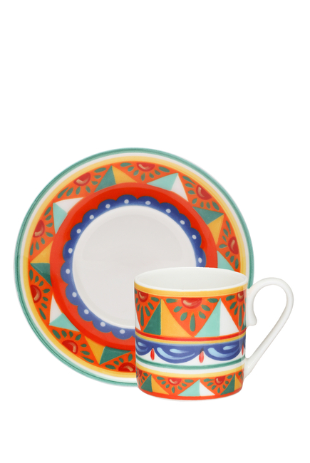 Carretto Azzurro Fine Porcelain Coffee Cup & Saucer